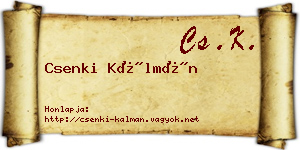 Csenki Kálmán névjegykártya